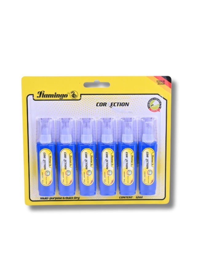 قلم تصحيح فلامنغو - متعدد الأغراض وسريع الجفاف - عبوة 6 قطع  الوصف: - Image 1
