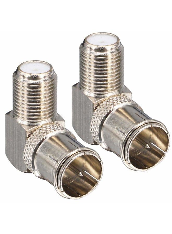 onelinkmore F Male to Female Right Angle Coax connectors Type F Adapters Push on Coaxial Quick Connect RG6 Connectors for Wall Mounted TV,Wall Plate, Cabinet, RV TV and Coaxial Cable Connection Pack of 2 - Image 1