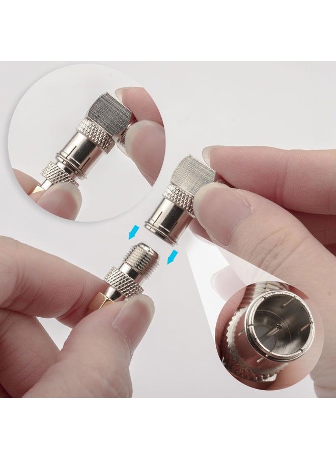 onelinkmore F Male to Female Right Angle Coax connectors Type F Adapters Push on Coaxial Quick Connect RG6 Connectors for Wall Mounted TV,Wall Plate, Cabinet, RV TV and Coaxial Cable Connection Pack of 2 - Image 5