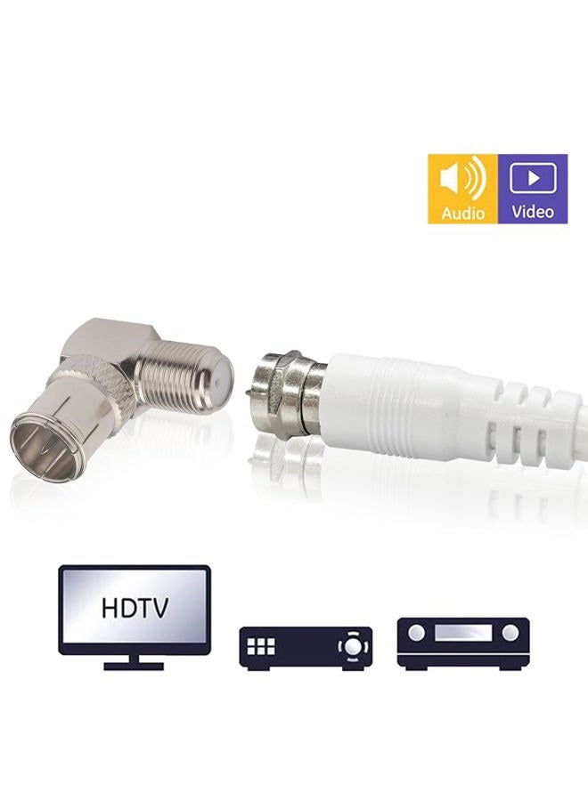 onelinkmore F Male to Female Right Angle Coax connectors Type F Adapters Push on Coaxial Quick Connect RG6 Connectors for Wall Mounted TV,Wall Plate, Cabinet, RV TV and Coaxial Cable Connection Pack of 2 - Image 3