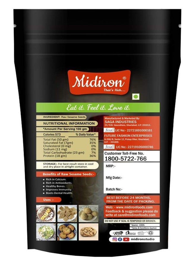Midiron Raw Sesame Seed, White Sesame Seed, White Till | Good Source of Fiber, Super Food | Diet Snacks | Ready to Eat ( 200gm ) - Image 3