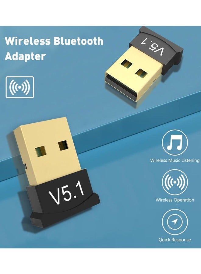 2 Pack Bluetooth Adapter for PC, USB Bluetooth Adapter 5.1 EDR, for Speaker, Mouse, Keyboard, Headphones Compatible with Win10/11 - Image 2