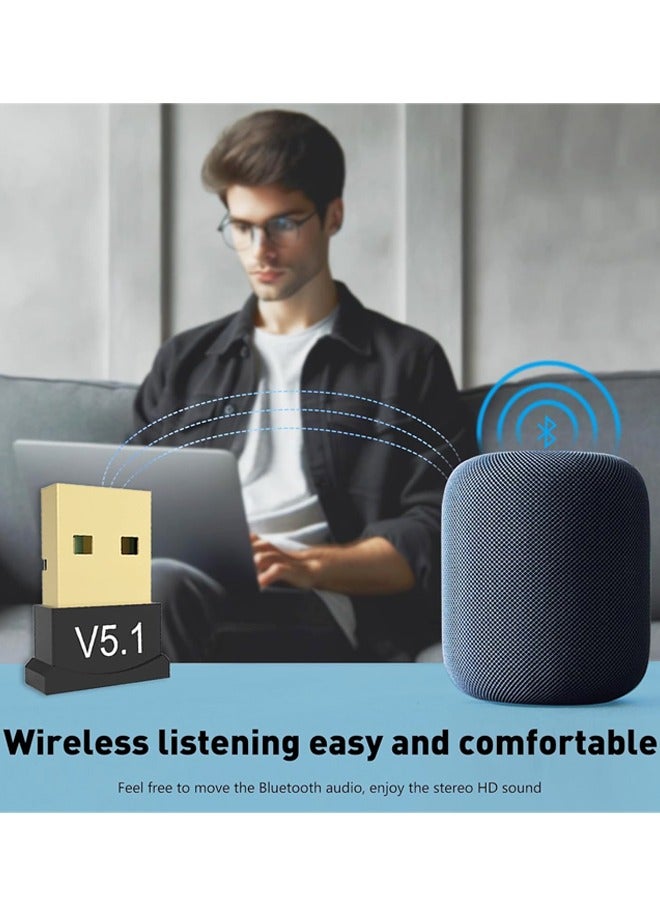 2 Pack Bluetooth Adapter for PC, USB Bluetooth Adapter 5.1 EDR, for Speaker, Mouse, Keyboard, Headphones Compatible with Win10/11 - Image 5