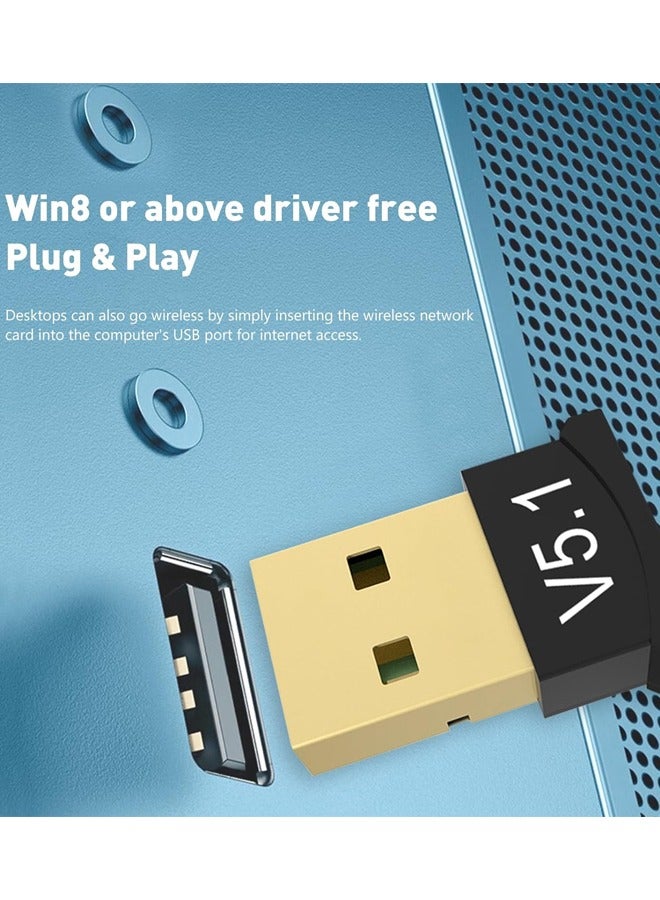 2 Pack Bluetooth Adapter for PC, USB Bluetooth Adapter 5.1 EDR, for Speaker, Mouse, Keyboard, Headphones Compatible with Win10/11 - Image 3