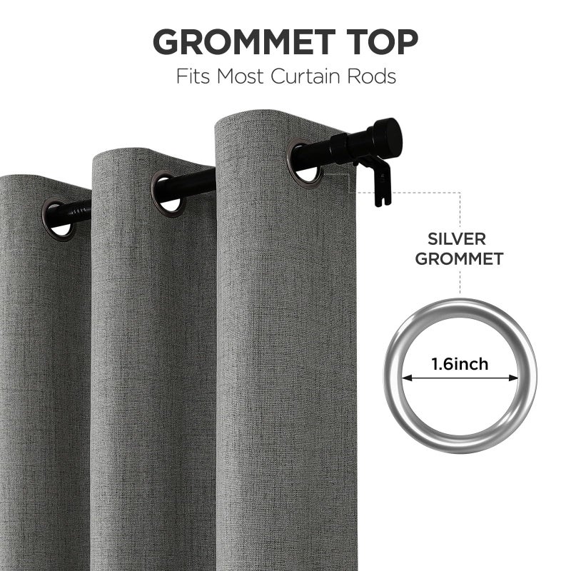 Joydeco Blackout Curtains 84 Inches Long 2 Panels Burg, Room Darkening Curtains for Bedroom, 100% Black Out Textured Thermal Drapes Privacy Protection 2 Panels Set(W52 x L84 Inch, Grey) - Image 5