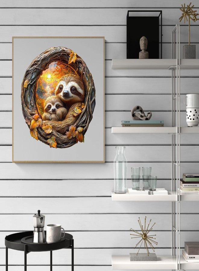 AEEKDOOK Wooden Puzzles for Adults - Parent-Child Sloth Wood Puzzles Adult - Unique Shape Wooden Jigsaw Puzzles for Adults - Best Gifts for Women Mom Grandma (8.5 * 8.5in- 100 Pieces) - Image 5