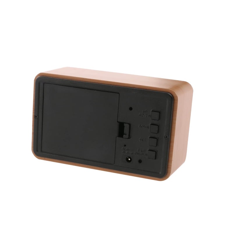 ساعة منبه رقمية من الخشب الطبيعي مع مقياس حرارة، تعمل بالطاقة عبر USB وبطاريات AAA، بشاشة مضيئة بلون أصفر فاتح، مقاس 10.50 × 6.50 × 4.00 سم، لتزيين المنزل أو المكتب. - Image 4