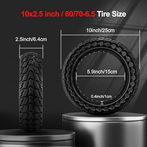 BANGTING 2PCS 60/70-6.5 Scooter Tire, 10x2.5 inch Tire Solid for Segway Ninebot Max G2 / G30 / G30D / G30E / G30E / G30LP / G30D II / G30 Max, 10x2.5-6.5 Tires Replacement for Electric Scooter (Black) - Image 3