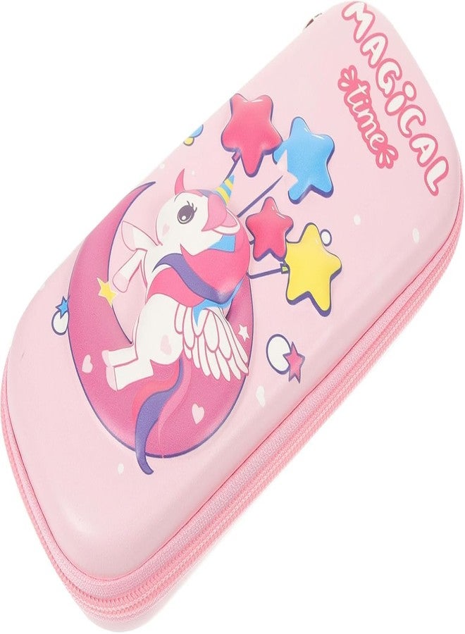 Kienlix 3D Cover EVA Space Astronaut Theme Pencil Case Large Capacity Pencil Pouch Bag Compass School Pouch Organizer for Students Kids Premium Stylish Pen Holder Pouch Stationery Box (Pink) - Image 2