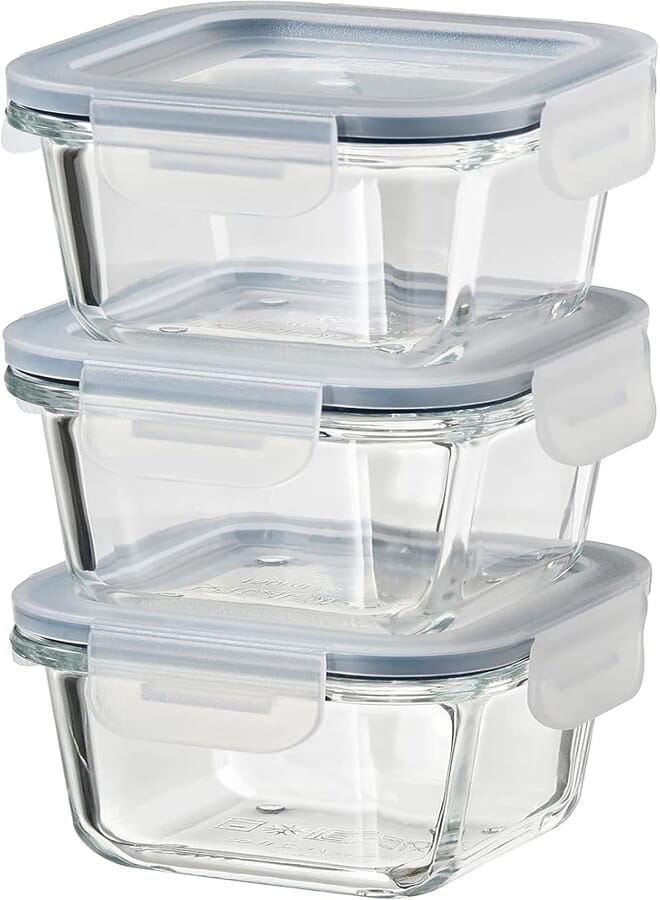 I-K-E-A 365+ Food Container with lid, square/glass180 ml