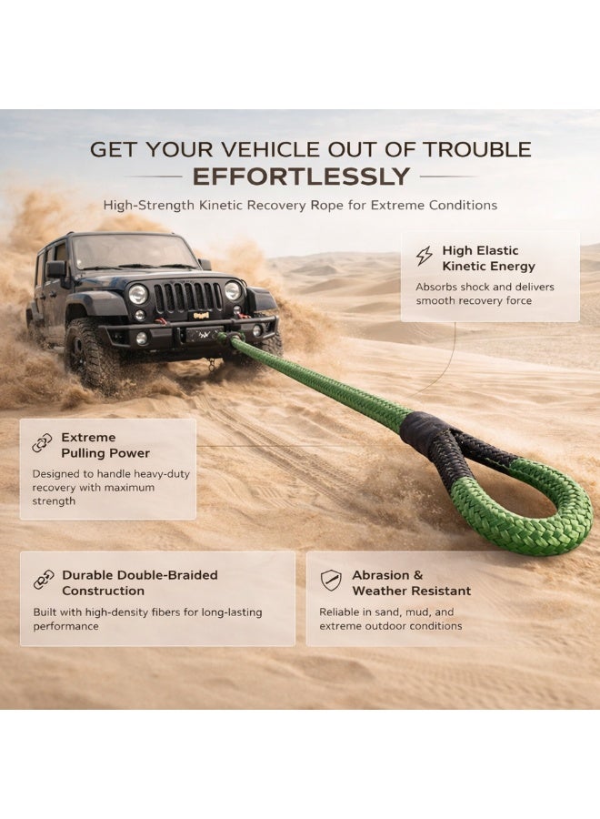 Manful 15T - 9M Heavy Duty Synthetic Winch Rope – Off-Road Recovery Tow Rope with Reinforced Loops, High Strength Braided Cable for SUV, Truck, ATV, UTV - Image 3