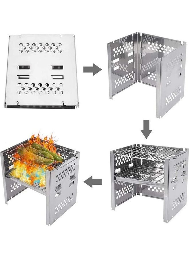 Loquat Portable Folding Stainless Steel Outdoor Wood Burning Camp Stove one size - Image 3