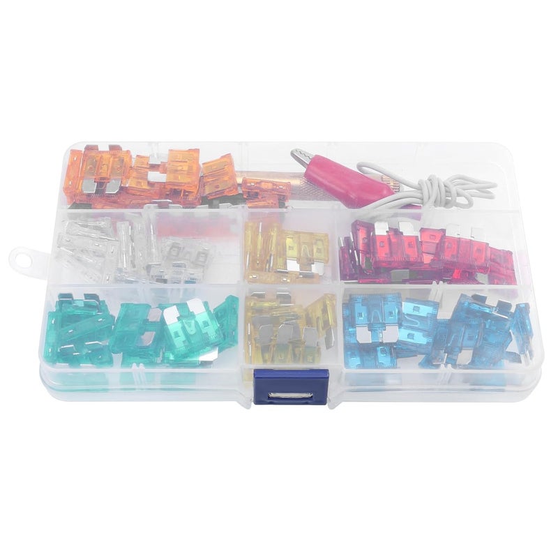 Car Fuse Assortment Kit 15pcs 5-30a Blade Fuses and Copper Test Pen for Automotive Electrical Repairs - Image 1