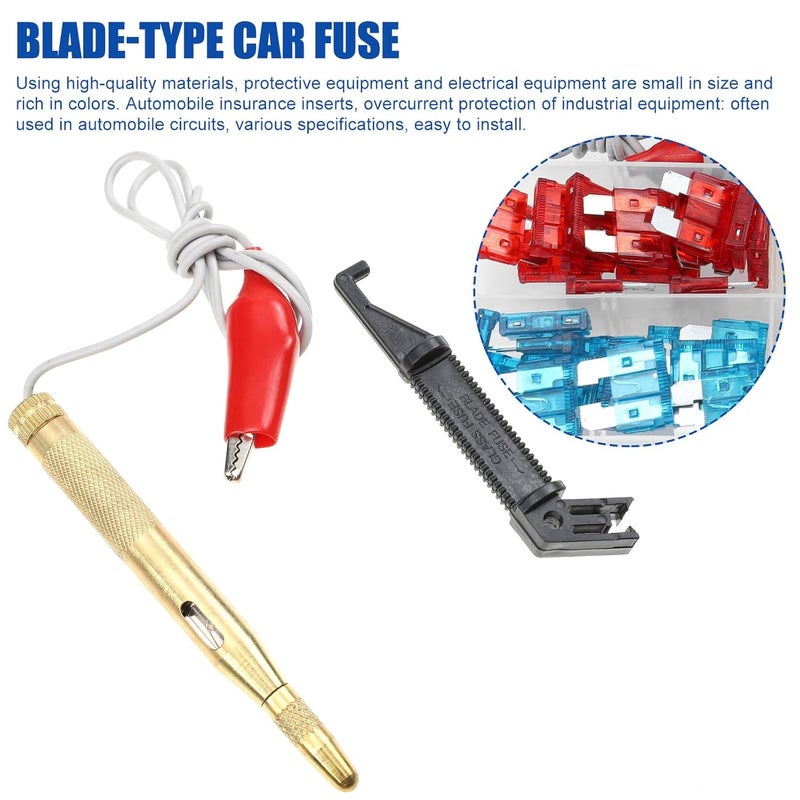 Car Fuse Assortment Kit 15pcs 5-30a Blade Fuses and Copper Test Pen for Automotive Electrical Repairs - Image 3