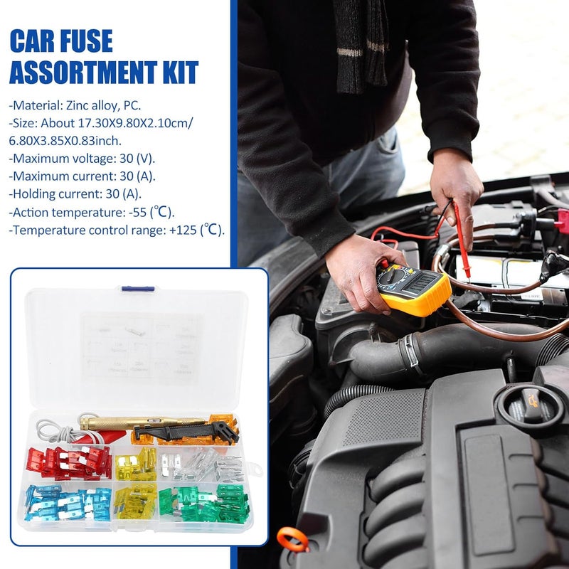 Car Fuse Assortment Kit 15pcs 5-30a Blade Fuses and Copper Test Pen for Automotive Electrical Repairs - Image 2