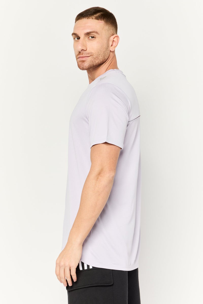 Adidas Men Sportswear Fit Short Sleeve Training T Shirt, Lavender - Image 2