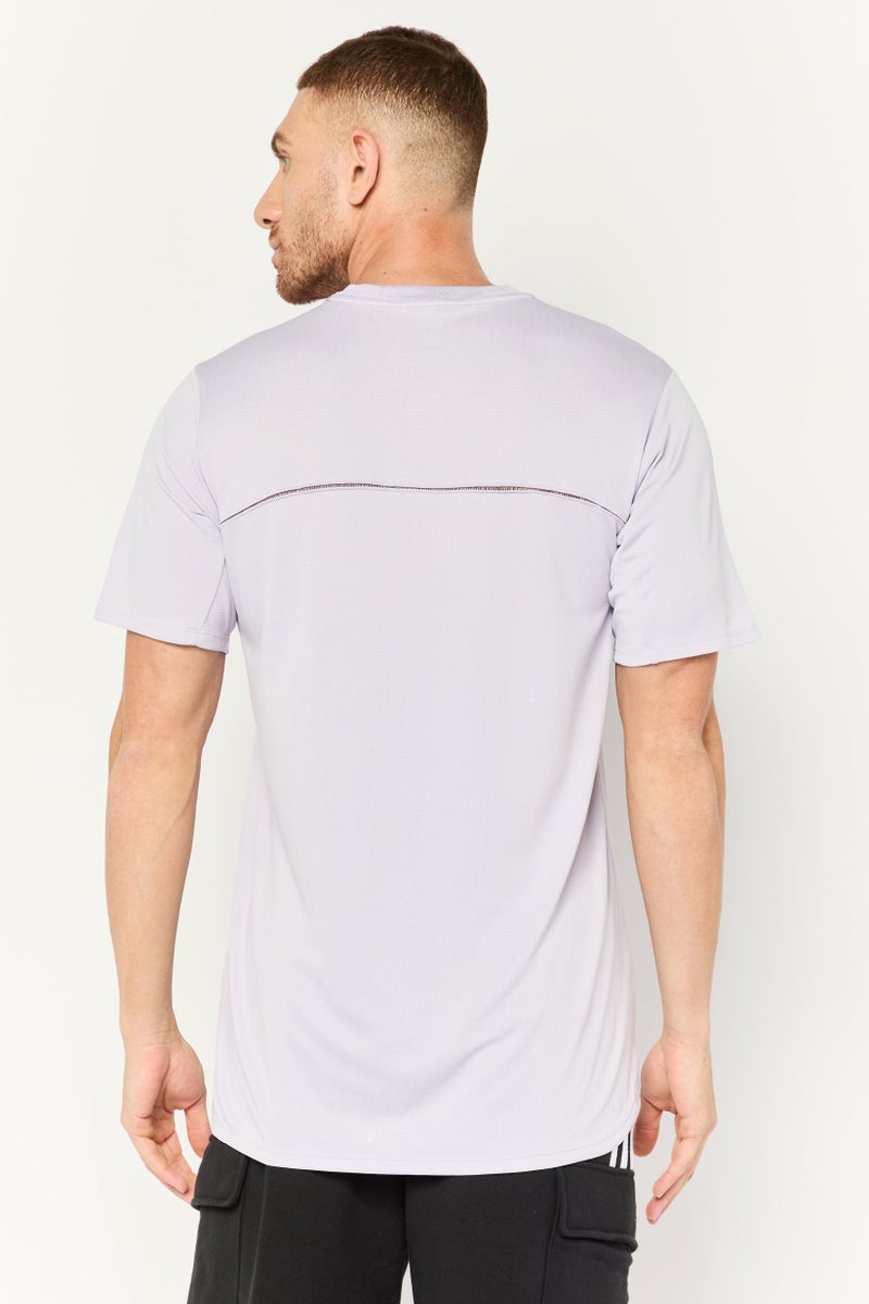 Adidas Men Sportswear Fit Short Sleeve Training T Shirt, Lavender - Image 3