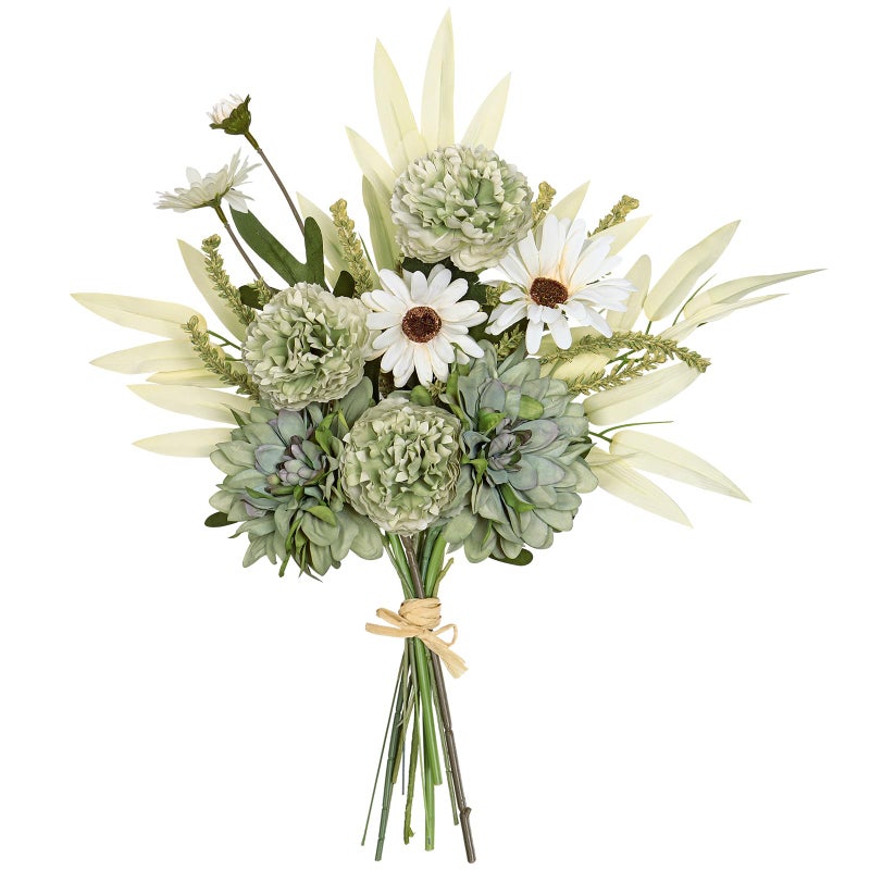 Dremisland Artificial Flowers Bouquet Silk Floral Arrangements Faux Flowers Plant for Home Decor Wedding Bride Bouquets Floral Tables Centerpieces for Home Decor Indoor Vase Table Decor (Green) - Image 1