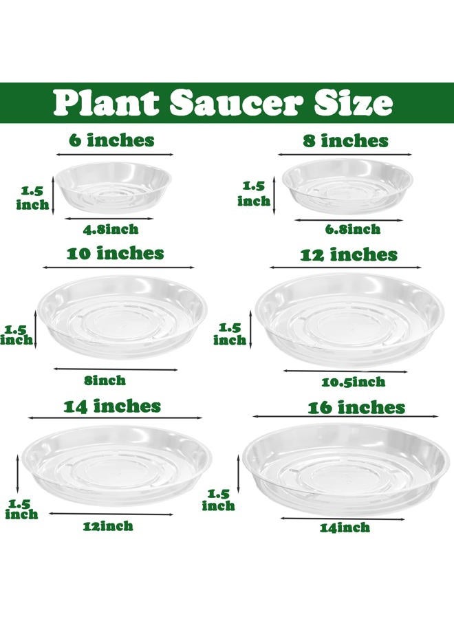 Planterhoma 9 Packs 12 Inches Large Clear Plant Saucers for Indoor Outdoor Use Heavy Duty Plastic Plant Trays for Planter Flower Pot Drip Trays to Catch Water, 4 to 20 Inch, Round Transparent - Image 3