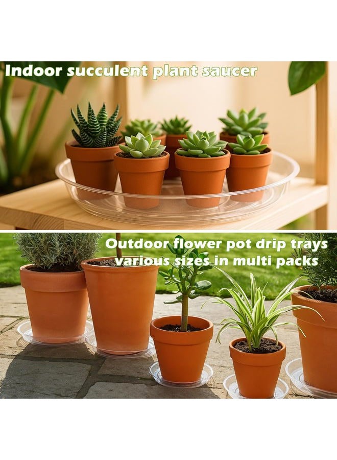 Planterhoma 9 Packs 12 Inches Large Clear Plant Saucers for Indoor Outdoor Use Heavy Duty Plastic Plant Trays for Planter Flower Pot Drip Trays to Catch Water, 4 to 20 Inch, Round Transparent - Image 2