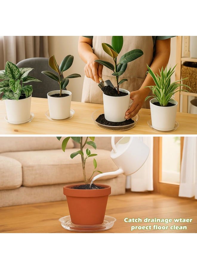 Planterhoma 9 Packs 12 Inches Large Clear Plant Saucers for Indoor Outdoor Use Heavy Duty Plastic Plant Trays for Planter Flower Pot Drip Trays to Catch Water, 4 to 20 Inch, Round Transparent - Image 4