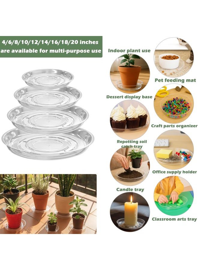 Planterhoma 9 Packs 12 Inches Large Clear Plant Saucers for Indoor Outdoor Use Heavy Duty Plastic Plant Trays for Planter Flower Pot Drip Trays to Catch Water, 4 to 20 Inch, Round Transparent - Image 5