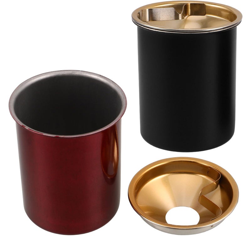 2Pcs Stainless Steel Windproof Smokeless Ashtray With Lid For Outdoor Patio Office Home - Image 2