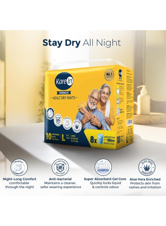 Karein Overnight Adult Diaper Pant L Size, Large, Waist (90-120 cm 35"-47"), 30 Unit, Long Protection Hour, Unisex, Quick & Even Absorption, Aloe Vera, Leakproof, Odour Control, Wetness Indicator - Image 4