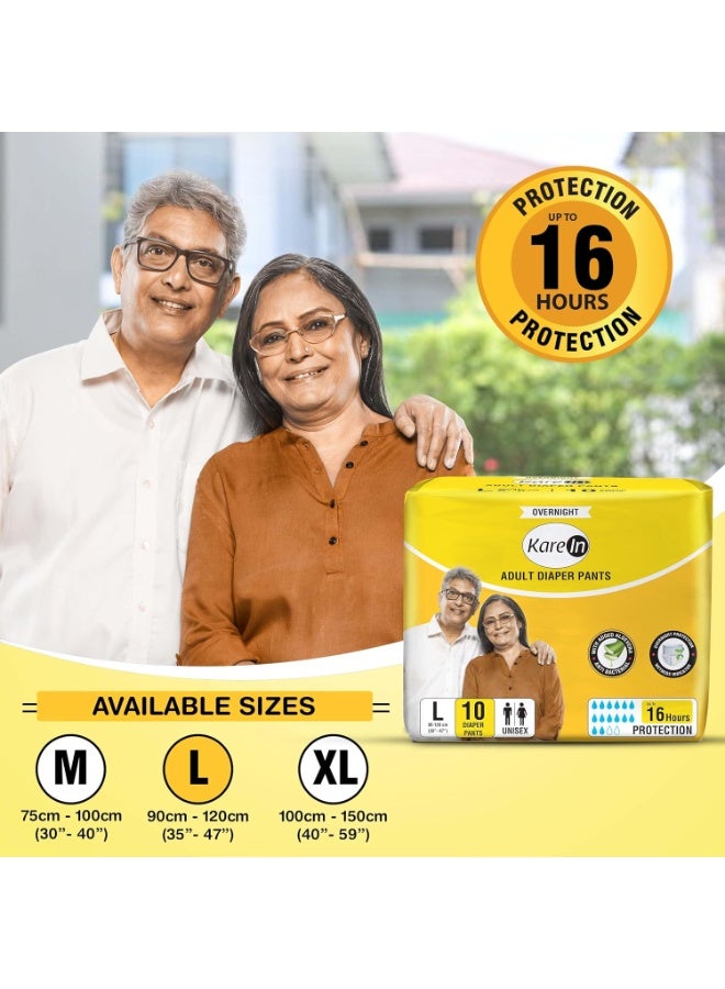 Karein Overnight Adult Diaper Pant L Size, Large, Waist (90-120 cm 35"-47"), 30 Unit, Long Protection Hour, Unisex, Quick & Even Absorption, Aloe Vera, Leakproof, Odour Control, Wetness Indicator - Image 2