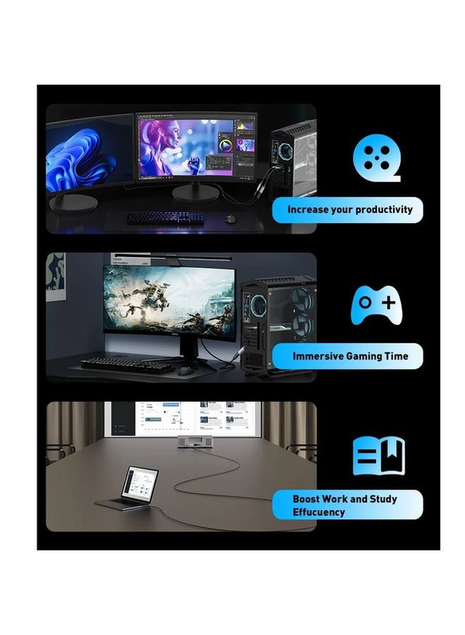 موصل DisplayPort أحادي الاتجاه باللون الرمادي إلى محول HDTV 4K UHD من ذكر إلى أنثى مطلي بالذهب يعمل بالطاقة عبر USB لأجهزة Lenovo Dell HP - Image 5