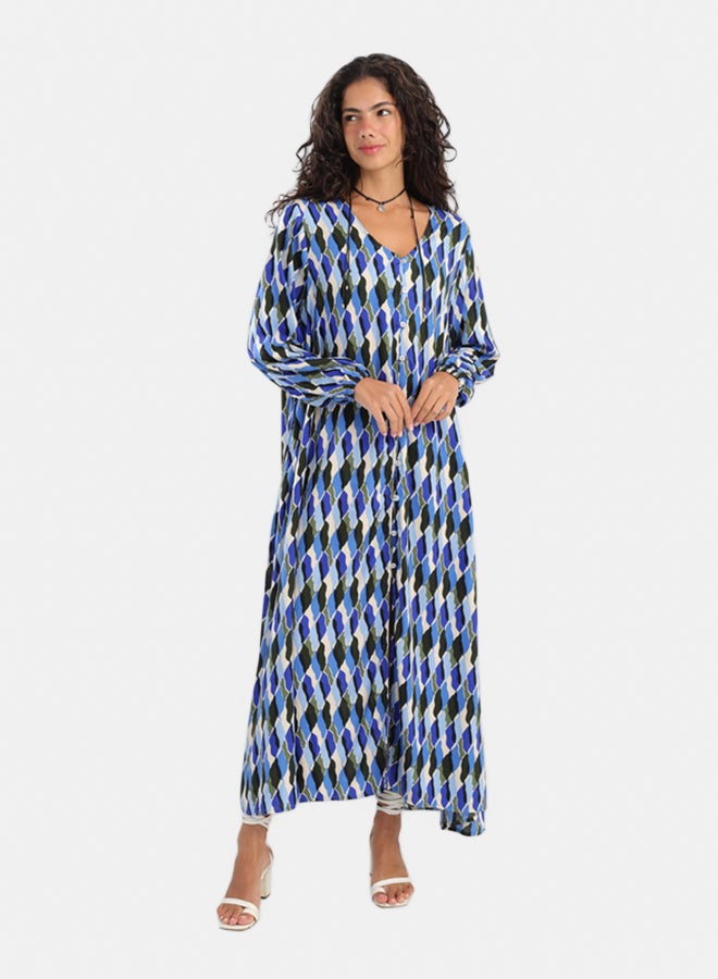 Carina Printed V-Neck Dress - Image 1