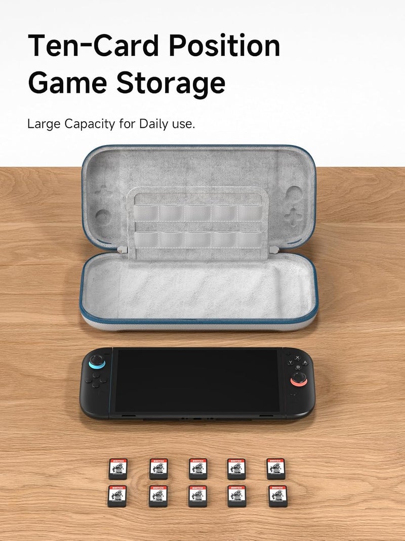 Hagibis Carrying Case for Nintendo Switch 2 2025, Storage Organizer 10 Games Cartridges Protective Hard Shell Portable Travel Carry Bag handbag Pouch (Sky Blue) - Image 3