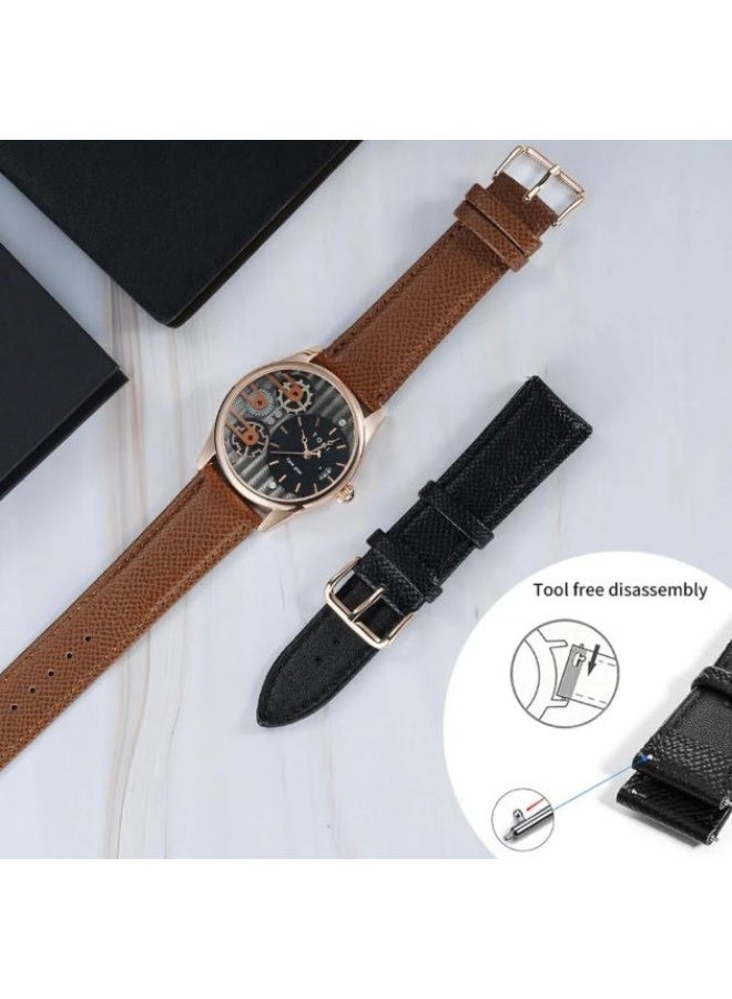 TOMI Face Gear Men’s Rose Gold Watch – Black Gear Dial, Leather Strap, Quartz Movement, Gift Set with Extra Strap - Image 5