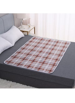 Aikanbo Incontinence Pads For Men And Women，Incontinence Mattresses，Washable And Reusable Anti-Bedwetting Waterproof Mattress Protectors，Adult Incontinence Non-Slip Mattresses (Brown Plaid，100*150cm)  - Image 1