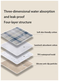 Aikanbo Incontinence Pads For Men And Women，Incontinence Mattresses，Washable And Reusable Anti-Bedwetting Waterproof Mattress Protectors，Adult Incontinence Non-Slip Mattresses (Brown Plaid，100*150cm)  - Image 2