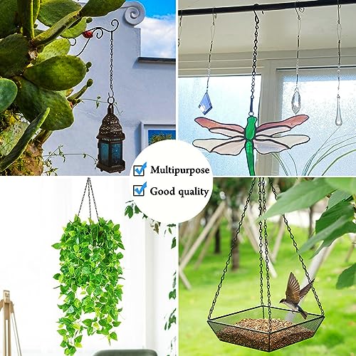 YINGFENG 236 Inch Black Metal Hanging Chains and Hanging Basket Hooks Set for Bird Feeders, Birdbaths, Planters, Grow Lights, Lanterns, Wind Chime and Ornaments, Eye Screws, Chain Hooks DIY - Image 4
