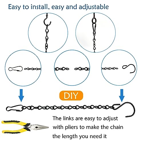 YINGFENG 236 Inch Black Metal Hanging Chains and Hanging Basket Hooks Set for Bird Feeders, Birdbaths, Planters, Grow Lights, Lanterns, Wind Chime and Ornaments, Eye Screws, Chain Hooks DIY - Image 2