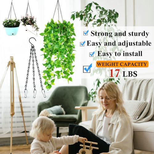 YINGFENG 236 Inch Black Metal Hanging Chains and Hanging Basket Hooks Set for Bird Feeders, Birdbaths, Planters, Grow Lights, Lanterns, Wind Chime and Ornaments, Eye Screws, Chain Hooks DIY - Image 5