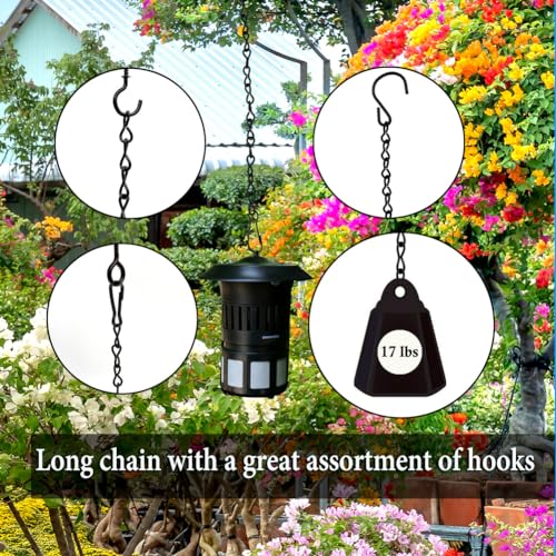 YINGFENG 236 Inch Black Metal Hanging Chains and Hanging Basket Hooks Set for Bird Feeders, Birdbaths, Planters, Grow Lights, Lanterns, Wind Chime and Ornaments, Eye Screws, Chain Hooks DIY - Image 3