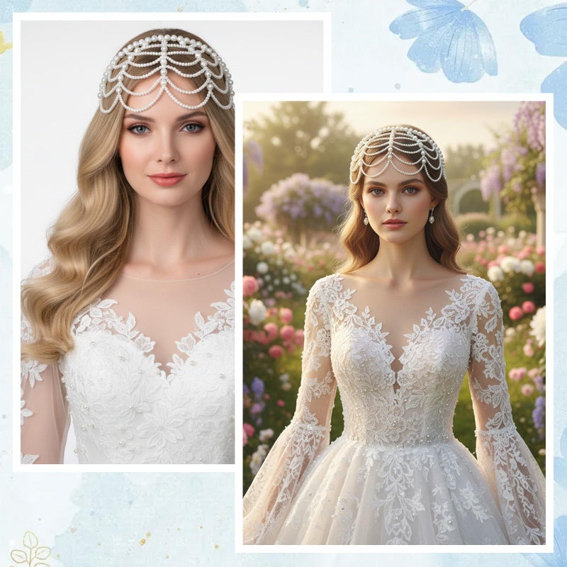 Neyauo 1920s Pearl Headpiece White Pearl Cap Headpiece Roaring 20s Headbands for Women Pearls Beaded Cap Head Piece Head Chain Hair Accessories, for Wedding Bridal Cosplay Halloween Art Decor Party - Image 4