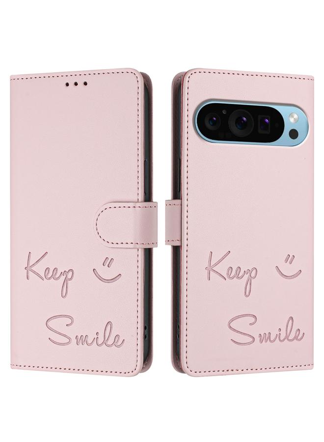 زبون جراب لهاتف Google Pixel 9 / Pixel 9 Pro جراب هاتف جلدي بنقش ابتسامة بتقنية RFID - Image 3