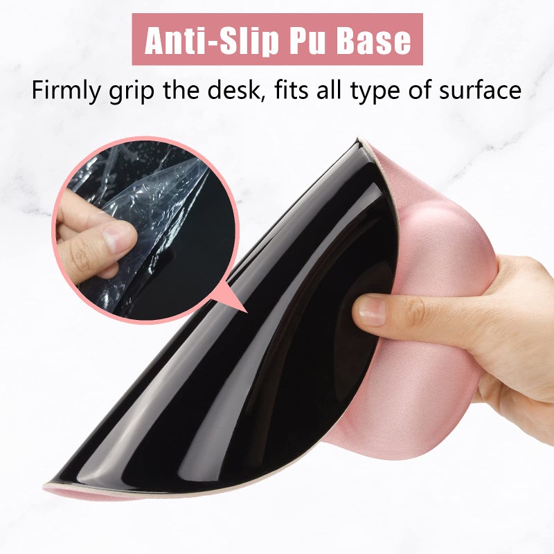 Hsurbtra Ergonomic Mouse Pad with Wrist Rest Support, Gel Mouse Pads with Non-Slip PU Base, Pain Relief Memory Foam Computer Mat, Cute Office Supplies Desk Decro Accessories, Pink - Image 5