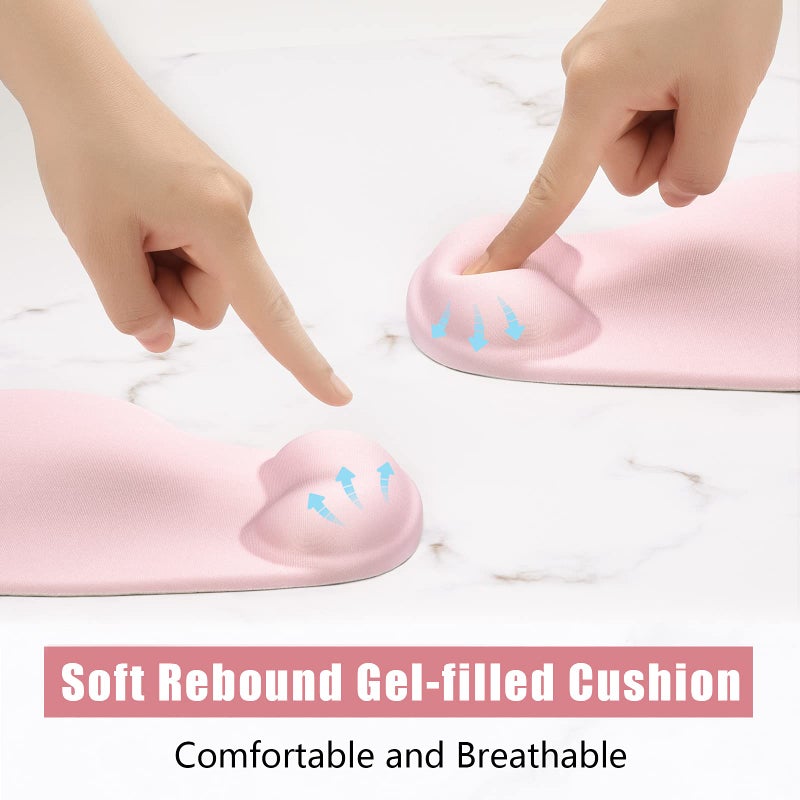 Hsurbtra Ergonomic Mouse Pad with Wrist Rest Support, Gel Mouse Pads with Non-Slip PU Base, Pain Relief Memory Foam Computer Mat, Cute Office Supplies Desk Decro Accessories, Pink - Image 3