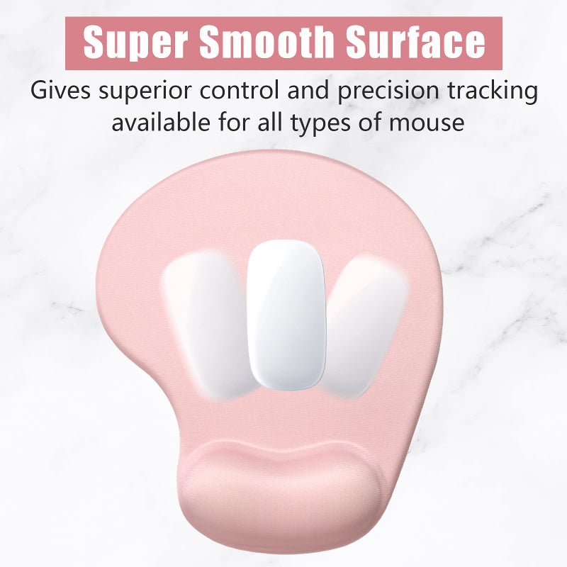 Hsurbtra Ergonomic Mouse Pad with Wrist Rest Support, Gel Mouse Pads with Non-Slip PU Base, Pain Relief Memory Foam Computer Mat, Cute Office Supplies Desk Decro Accessories, Pink - Image 4