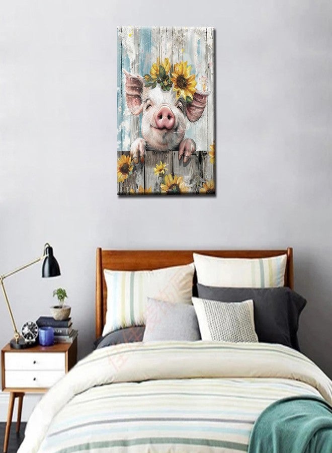 Aihonmin Farm Animal Pig Paint by Numbers for Adults Piggy DIY Paint by Numbers Acrylic Vintage Style Paint Canvas Kitchen Decor Sunflowers Painting Kits Farm Art 20x16 Inch 16x20 Inch （Without Frame） - Image 2
