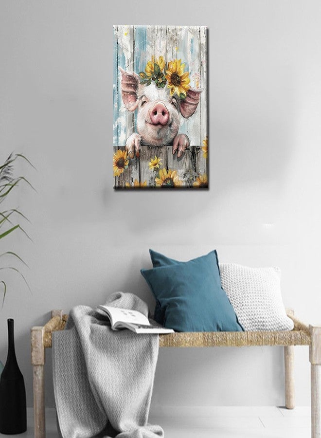 Aihonmin Farm Animal Pig Paint by Numbers for Adults Piggy DIY Paint by Numbers Acrylic Vintage Style Paint Canvas Kitchen Decor Sunflowers Painting Kits Farm Art 20x16 Inch 16x20 Inch （Without Frame） - Image 4
