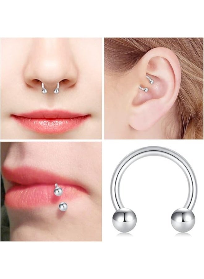 كونشاو حلقات أنف سيبتوم مقاس 16G، حلقات أنف فولاذ مقاوم للصدأ مفصولة سلسة، مجوهرات ثقب حدوة حصان وحلقة خرز، أقراط غضاريف هيليكس دايث تراجوس للنساء والرجال - Image 3