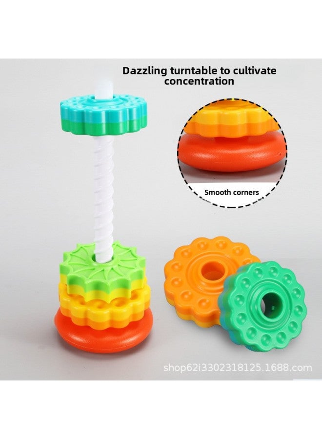 Hot Baby Rainbow Rotating Tower Toy Turving Music Stacking Music Early Education Educational Development Intelligence Ring-Color:[31403 Rainbow Tower 5-layer Wheel]  - Image 4
