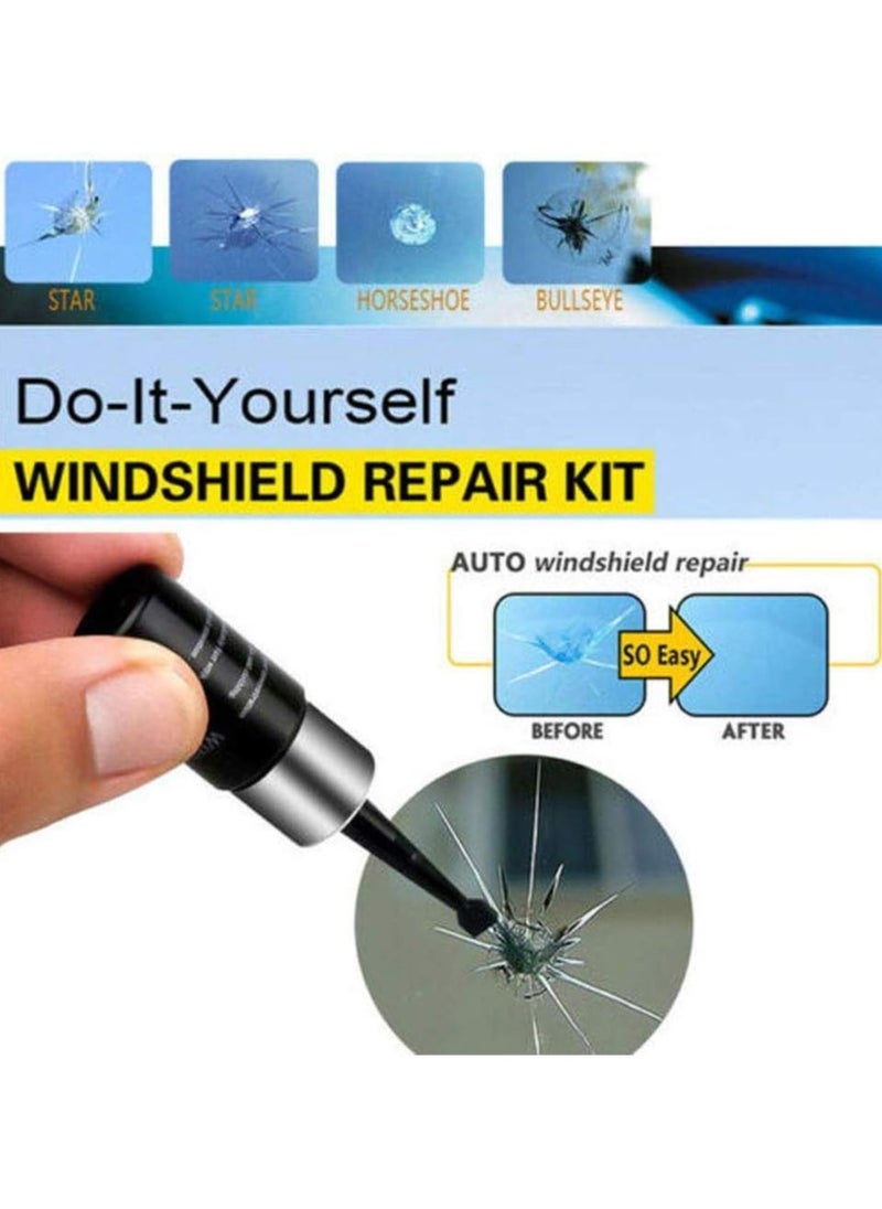 2PCS Windshield Crack Repair Kit,Automotive Glass Nano Repair Fluid,Car windscreen Repair Resin Cracked Glass Repair Kit,Glass Corrector Set, Crack Repairing for Car