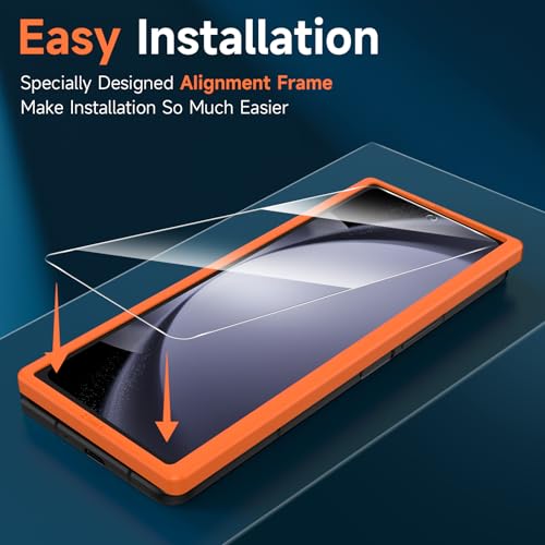 LYWHL 2-Pack Samsung Galaxy Z Fold 6 Screen Protector, Tempered Glass Front Screen Protector for Galaxy Z Fold 6 with Alignment Frame, Anti Scratch Bubble Free Case Friendly Easy Install - Transparent - Image 2